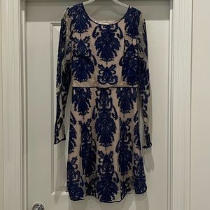 Chelsea and Violet Blue and Cream Dress